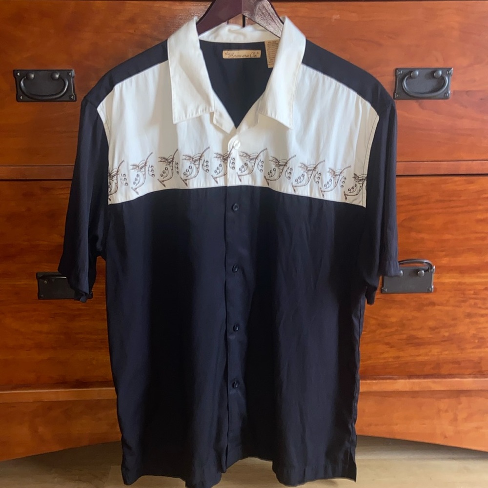 Embroidered Martini Men’s Dress Party Bartender’s Shirt Cuban Hawaiian Casual XL